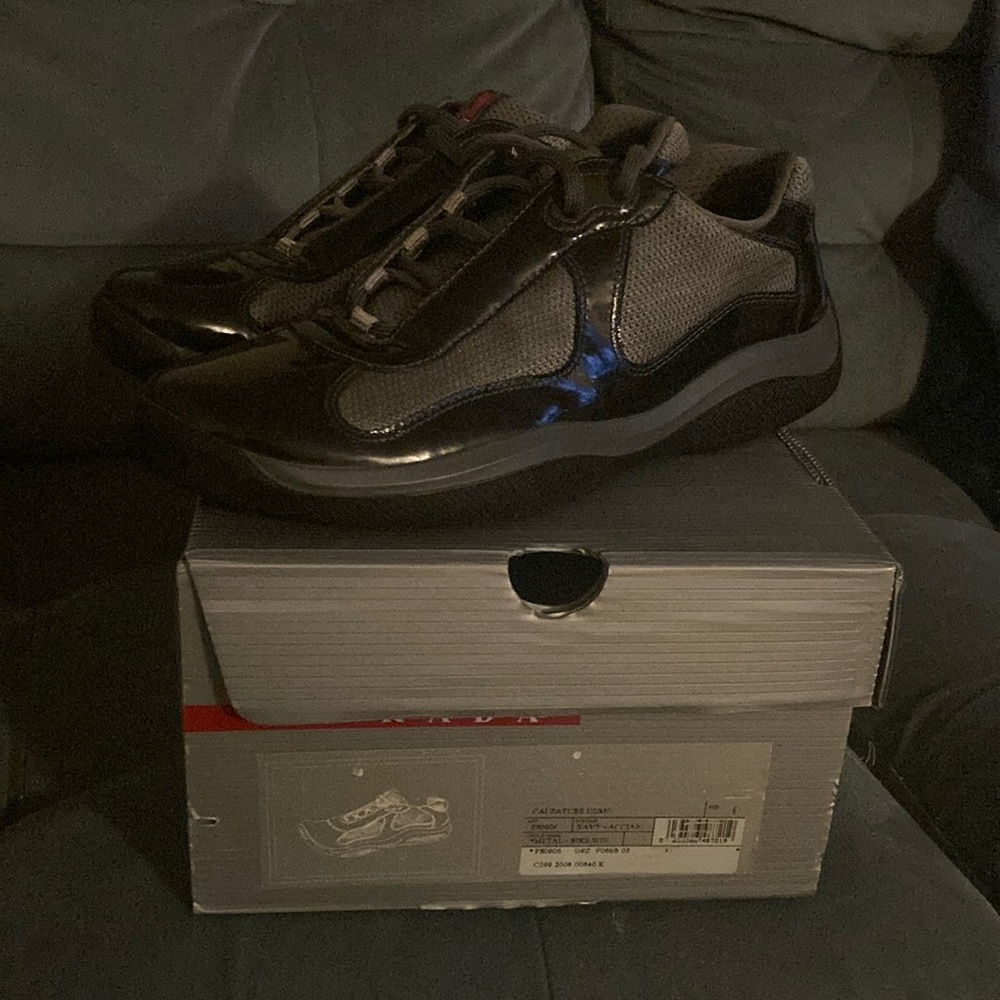 Pradas navy blue/grey, size 7us (6uk)